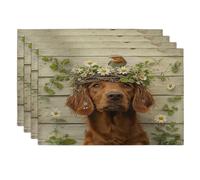 Spring Irish Setter Dog Placemats Set of 4, 12x18 Inch, Fun Sunflower Puppy 4Pcs Table Mats for Home Dinning, Country Cute Pet Holiday Party Kitchen Decor