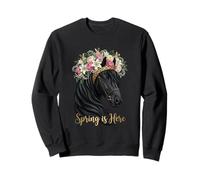 Spring Is Here Floral Horse Portrait Western Artwork Sweatshirt