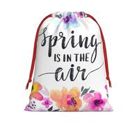 Spring Is In The Air Printing 11.8x15.8in Drawstring Gift Bag With Red Ribbon Closure For Halloween Xmas,For Adults Gifting