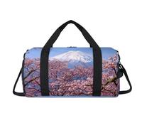 Spring Japan Mt Fuji Sport Duffel Bag with Shoes Compartment Japan Overnight Weekender Bags Travel Gym Luggage Organizer for Women Men Kids Girls Boys