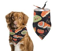 Spring Japanese Sushi Shrimp Dog Bandanas Triangle Holiday Pet Neck Scarf Soft Adjustable Bib Handkerchief Accessories Washable Durable Fabric for Pet Puppy Cats Large Dog
