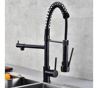Spring Kitchen Faucet with Pull-Down Sprayer Single Handle Monobloc Mixer Tap 2 Spray Modes Hot & Cold Swivel Spout Elegant Black Finish