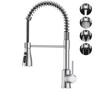 Spring Kitchen Sink Mixer Tap 4 Spray Pull Down in Brushed Stainless Steel