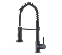 Spring Kitchen Taps with Pull Down Sprayer, Commercial Kitchen Faucet Single Handle Lever, High Arc Swivel 360° 2 Spray Mode Stainless Steel Mixer Tap (Black)
