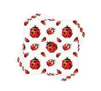 Spring Ladybug Paper Napkins Disposable Decorative Red Daisy Dinner/Lunch Napkins for Party, Table, Home Decor. 60PCS, 2-Ply, Folded 6.5 x 6.5 In.
