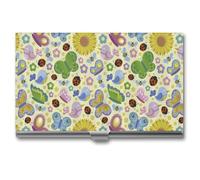 Spring Ladybugs Bees Birds Business Card Wallet Credit Card Holder Metal Square Small Pocket Purse