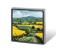 Spring Landscape In Countryside Badge Pin Brooch Square Shape Button Aluminum Decor for Backpacks Hats 0.7 Inch