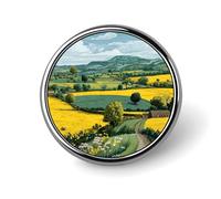Spring Landscape In Countryside Round Badge Pin Brooch Button Stylish Aluminum Decorative for Clothes Backpacks Hats