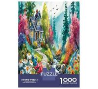 Spring Landscape Puzzle Great Gift Home Decoration 1000 Pieces Wooden Cabin in The Forest Jigsaws Puzzles Challenging Games for Men And Women 38x26cm/1000pcs