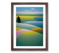 Spring Landscape Serene Framed Wall Art Print A2 Walnut
