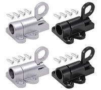 Spring Latch Bolt, 4 Pieces Aluminum Alloy Automatic Latch Lock, Window Gate Safety Pull Ring, with Screw, Automatic Rebound, for Balcony Doors, Garden Doors, Windows(Black and Silver)