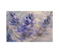 Spring Lavender Flower Jigsaw Puzzles for Adults 1000 Piece, 3D Style Luxury Florals Wooden Printed Puzzles, Cool Modern Pattern Decorations for Party