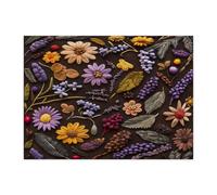 Spring Lavender Flower Jigsaw Puzzles for Adults 500 Piece, Knitting Theme Florals Wooden Printed Puzzles, Fun Vintage Pattern Decorations for Home