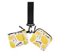 Spring Lavender Lemons Fresh Women's Card Cases Change Holder Mini Fashion ID Card Holders Protector with Zipper Coin Pocket for Work Travel 2 Packs, spring lavender lemons fresh, One Size, Casual