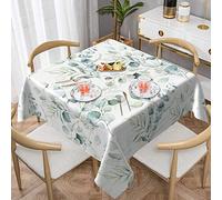 Spring Leaf Floral Sage Green Square Tablecloth 54x54 Inch Ruitic Watercolor Table Cloth Waterproof Fabric Farmhouse Green Grey Leaves Table Cover Decorative for Holiday Home Party Wedding Picnic