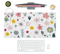 Spring Leaves and Flowers Desk Mat XXL Mouse Mat with Non-Slip Rubber Base Smooth Face Large Mouse Pad for Desk 80X30 CM Mousemat Decor Accessories Gift XXL Mousepad for School Home Office Gaming