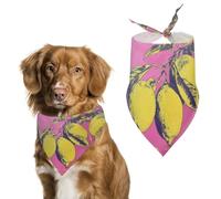 Spring Lemon Style Pattern Dog Bandanas Triangle Holiday Pet Neck Scarf Soft Adjustable Bib Handkerchief Accessories Washable Durable Fabric for Pet Puppy Cats Large Dog