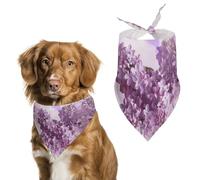 Spring Lilac Flowers Dog Bandanas Triangle Holiday Pet Neck Scarf Soft Adjustable Bib Handkerchief Accessories Washable Durable Fabric for Pet Puppy Cats Large Dog