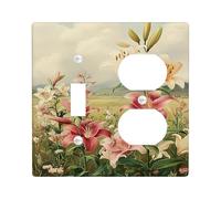 Spring Lily Light Switch Cover Plate, Soft Peach and White Floral Design for Home Decor, Thermoplastic Wall Plates, Standard Size Toggle Duplex