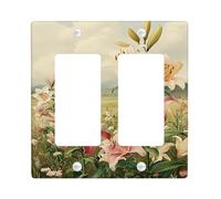 Spring Lily Light Switch Cover Plate, Soft Peach and White Floral Design for Home Decor, Thermoplastic Wall Plates, Standard Size Double Rocker