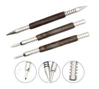 Spring Loaded Center Punch Set, 3-Piece Steel Center Pin Punch for Woodworking, Marking & Door Hinge Pin Removal, Includes 1/8" Pointed, 1/8" Flat Head, and