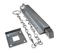 Spring Loaded Chain Bolt Latch (Pull Back Sprung Door Gate Catch Zinc Plated Black) (Zinc Plated)