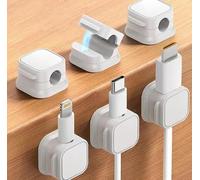 Spring Loaded Cord Storage Clips - Pack of 6Desktop Cord Management Clips, Nightstand Mobile Phone Charging Cable Holder, Desktop Office Accessories