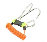 Spring Loaded Double Ended Reef Hook with Safety Lanyard in 316 Stainless Steel for Marine and Diving Equipment Attachment (orange)