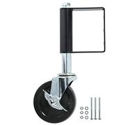 Spring Loaded Gate Wheel Caster, 4in Heavy Duty Aluminum Damping Caster with 75kg Load Capacity, Multi - Function Rubber Wheel for Uneven Ground, Universal Mount for Wooden or Tubu (Black)