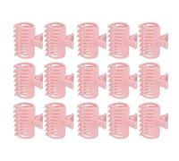 Spring-Loaded Hair Roller Clips - 15-Pack No-Crease Self-Adhesive Claw Clamps for Hot Rollers, Heat- Plastic Curling Tool Holders (White)