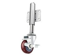 Spring Loaded Polyurethanes Gate Castor,5 Inch Heavy Duty Furniture Swivel Caster Wheel,Height Adjustable 30/60mm,Load Capacity 220lbs,with 4 Holes Universal Mount Plate Castors (Color : Brake(Side Br