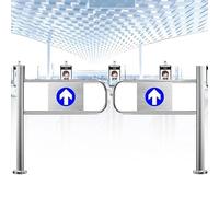 Spring-Loaded Self-Closing Safety Swing Gate - Industrial Round Metal Design 90° Opens Ideal for Supermarkets Libraries & Store Entrances - 120x97cm