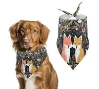 Spring Love Cartoon Fox Dog Bandanas Triangle Holiday Pet Neck Scarf Soft Adjustable Bib Handkerchief Accessories Washable Durable Fabric for Pet Puppy Cats Large Dog