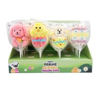 Spring Marshmallow Lollipop 45g Sugar Coated Fruit Flavour Sweet - Assorted Easter Bunny Chick Sheep Egg - Halal Treat (24)