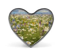 Spring Meadow Flowers Lapel Pins Metal Heart Shape Lapel Pin Badge Minimalist Cute Heart Brooch Pin Fashion Funny Enamel Pins Brooch Badge for Jacket Backpacks Hats Bags