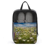 Spring Meadow Flowers Shoe Bag for Travel Water-Resistant Shoe Pouch for Gym Portable Sneaker Bag with Zipper Travel Luggage Shoes Organizer Soccer Cleats Bag for Gym, Luggage