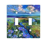 Spring Meadow Light Switch Cover Plates/Outlet Covers, Blue and Green Wildflowers for Wall Decor, Thermoplastic Faceplates, Standard Size Double Toggle