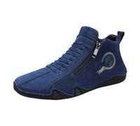 Spring Men's Shoes Korean Fashion Zipper Short Boots Shoe, blue, 10.5 UK