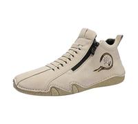 Spring Men's Shoes Korean Fashion Zipper Short Boots Shoe, khaki, 10.5 UK