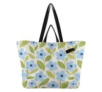 Spring Minimalist Blue Floral Tote Canvas Bags with Handles Kitchen Grocery Bags Mom Mama Bag for Men Wedding Party Presents bolso para Gym