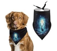 Spring Moonlight Deer Dog Bandanas Triangle Holiday Pet Neck Scarf Soft Adjustable Bib Handkerchief Accessories Washable Durable Fabric for Pet Puppy Cats Large Dog