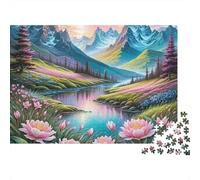 Spring Mountain Landscape with WaterfallsJigsaw Puzzle SceneryEco Friendly Bundle Adults Kids 12+ Family Game Wall Decor 1000 Pieces 38x26cm/1000pcs