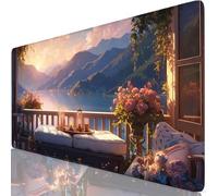 Spring Mouse Mat 39.4x19.7x0.12 inches XXL Gaming Mouse Pad Sea Desk Mat, Desk Accessories with Non-Slip Base and Stitched Edge, Improved Precision and Speed Gaming Mousepad for Laptop, Office Y8-460