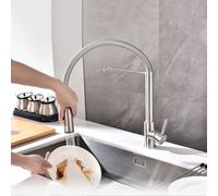 Spring Neck Kitchen Tap with Spray Head Swan Neck Tap 2 Mode Brushed Stainless Steel Sink Taps,Brushed