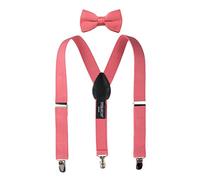 Spring Notion Boys' Suspenders and Solid Color Bowtie Set, Coral, Small (6 months-30 months)