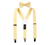 Spring Notion Boys' Suspenders and Solid Color Bowtie Set, Yellow, L (7-12 Years)