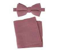 Spring Notion Men's Linen Blend Bow Tie and Pocket Square Handkerchief Hanky Set, Chianti, One Size
