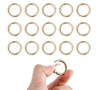 Spring O-Ring Clip Key Loop Hooks - 16pcs Mini Snap Clips Round Purse Rings for Straps Keys Crafts (Gold)