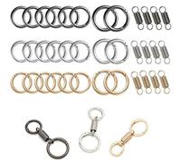 Spring O Rings, 19mm,25mm Round Carabiner Snap Zinc Alloy Split Ring Silver Spring Snap Clip Hooks Key Ring Clips for Keyrings Bags Purses Handbag Strap DIY Craft(Gold, Silver, Gun Black)