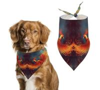 Spring Orange Red Phoenix Dog Bandanas Triangle Holiday Pet Neck Scarf Soft Adjustable Bib Handkerchief Accessories Washable Durable Fabric for Pet Puppy Cats Large Dog